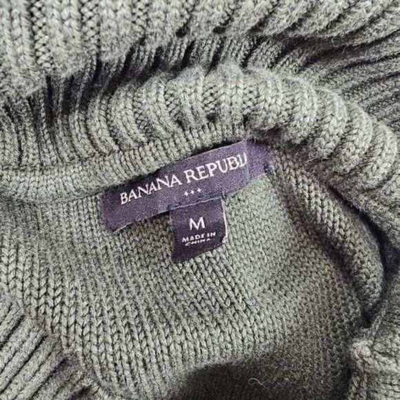 Banana Republic Women’s Medium Green Cowl Neck Cable Knit Sweater Cotton Blend - Picture 4 of 5